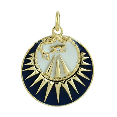 Artisan Women's Black / Gold / White 14k Gold Mind Body Soul Pendant With Diamonds And Enamel In Multi