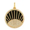 Artisan Women's Black / Gold / White Natural Diamond Sun Burst Enamel Pendant In Yellow Gold