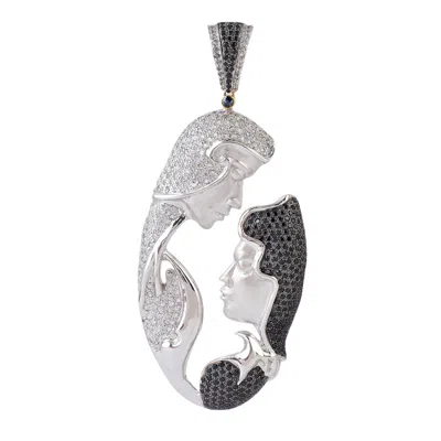 Artisan Women's Black / White 18k Gold & Silver Spinel & Sapphire Double Face Statement Pendant In Multi