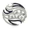 Artisan Women's Black / White Luxury White Gold Ring Featuring Blue Sapphire & Diamond Accents In Metallic
