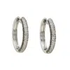 Artisan Women's Black / White Natural Black & White Diamond In White Gold Hoop Earrings