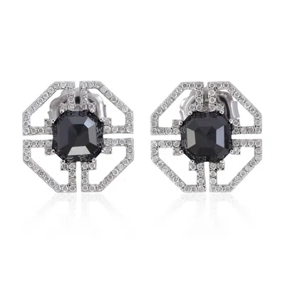 Artisan Women's Black / White Octagon Black & White Diamond Stud Earrings In White Gold In Metallic