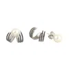Artisan Women's Black / White Pearl Fresh Water & Black White Diamond In White Gold Ear Jacket Earrings