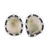 Artisan Women's Blue / Brown / White Geode & Blue Sapphire Gemstone Diamond Stud Earrings In White Gold In Multi
