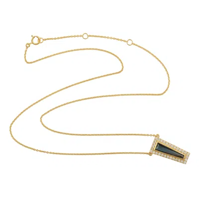 Artisan Women's Blue / Gold / White Diamond & Tapered London Blue Topaz Necklace In 18k Gold In Multi