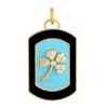 Artisan Women's Blue / Gold / White Natural Diamond Floral Enamel Pendant In 14k Yellow Gold In Green
