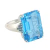 Artisan Women's Blue / White 10k White Gold Emerald-cut Blue Topaz & Diamond Cocktail Ring In Blue