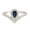 Artisan Women's Blue / White 18k White Gold Band Ring With Natural Blue Sapphires & Diamonds In Silver