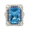 Artisan Women's Blue / White 18k White Gold Blue Sapphire & Blue Topaz Pave Diamond Cocktail Ring In Blue