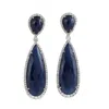 Artisan Women's Blue / White Blue Sapphire Gemstone & Diamond Dangle Earrings In White Gold