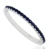 Artisan Women's Blue / White Blue Sapphire Gemstone In 18k White Gold Thin Band Ring