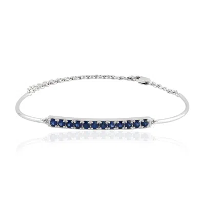Artisan Women's Blue / White Designer Blue Sapphire Fixed & Flexible Bracelet In White Gold In Multi