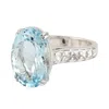Artisan Women's Blue / White Elegant Aquamarine & Diamond Solitaire Ring In White Gold In Metallic