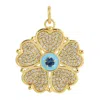 Artisan Women's Blue / White / Gold 14k Gold Blue Sapphire & Diamond Evil Eye Pendant With Enamel Hearts In Gold