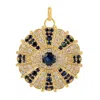 Artisan Women's Blue / White / Gold Natural Blue Sapphire & Diamond Evil Eye Pendant In Gold In Multi