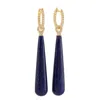 Artisan Women's Blue / White / Gold Natural Lapis Lazuli & Diamond Drop Earrings In 18k Gold In Multi