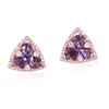 Artisan Women's Blue / White / Rose Gold Blue Sapphire Triangle Stud Earrings In Rose Gold – Pave Diamond Ge In Multi