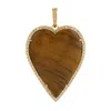 Artisan Women's Brown / Gold / White Luxury Tiger Eye & Diamond Heart Necklace In Yellow Gold In Brown