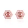 Artisan Women's Brown / Rose Gold Natural Ice Diamond Hexagon Earrings In 18k Rose Gold In Pink