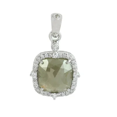 Artisan Women's Brown / White Natural Ice Diamond In White Gold Charm Pendant In Multi