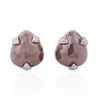 Artisan Women's Brown / White Statement Pear Ice Diamond Earrings In 18k White Gold In Brown