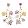 Artisan Women's Carved Amethyst & Multi-gemstone Chandelier Earrings In Gold – Floral Statement Fine Jewelry In Pink