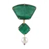 Artisan Women's Carved Emerald & Amethyst Pearl Pendant In Gold – Prong Diamond Designer Fine Jewelry In Multi