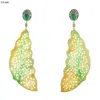 Artisan Women's Carved Multi-jade & Emerald Gemstone Pavé Diamond Dangle Earrings In Gold In Gold