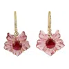 Artisan Women's Carved Pink Tourmaline & Diamond Flower Dangle Earrings In Gold