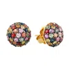 Artisan Women's Colorful Multi Sapphire Stud Earrings In 18k Yellow Gold In Multi