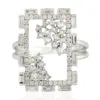 Artisan Women's Designer Baguette Diamond Square Ring In White Gold In Silver