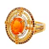 Artisan Women's Designer Fire Opal And Garnet Mandarin Diamond Ring In Yellow Gold In Gold