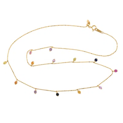 Artisan Women's Designer Multicolor Sapphire Beaded Necklace In Gold