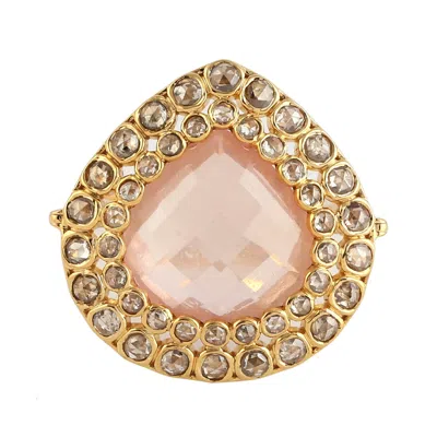 Artisan Women's Designer Rose Quartz & Diamond Ring In Yellow Gold