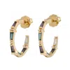 Artisan Women's Elegant Diamond & Iolite Gemstone Hoop Earrings In Gold In Multi