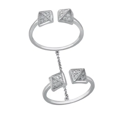 Artisan Women's Elegant Diamond Connector Ring In White Gold