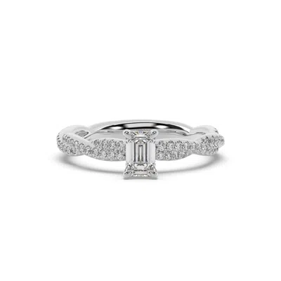 Artisan Women's Emerald Cut Lab Grown Diamond Cocktail Ring In White Gold