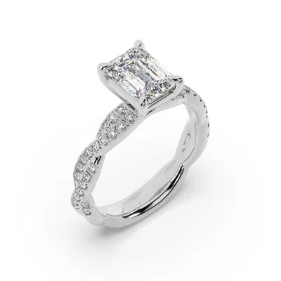 Artisan Women's Emerald Cut Lab Grown Diamond Designer Ring In 14k White Gold