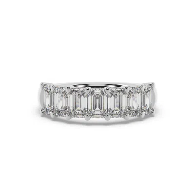Artisan Women's Emerald Cut Lab Grown Diamond Seven Stone Band Ring In White Gold