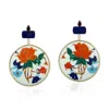 Artisan Women's Garnet & Lapis Gemstone Bakelite Dangle Earrings In Gold – Prong Diamond Designer Jewelry In Gold