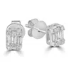 Artisan Women's Genuine Baguette Cut Diamond Stud Earrings In White Gold