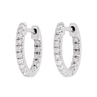 Artisan Women's Genuine Diamond Huggies Earrings In 10k White Gold
