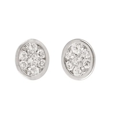 Artisan Women's Genuine Diamond Stud Earrings In 18k White Gold