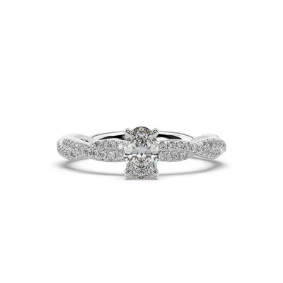 Artisan Women's Genuine Oval Cut Lab Grown Diamond Cocktail Ring In White Gold