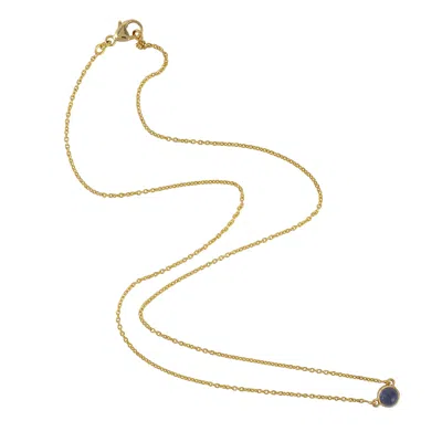 Artisan Women's Gold / Black 18k Yellow Gold Necklace With Iolite Gemstone