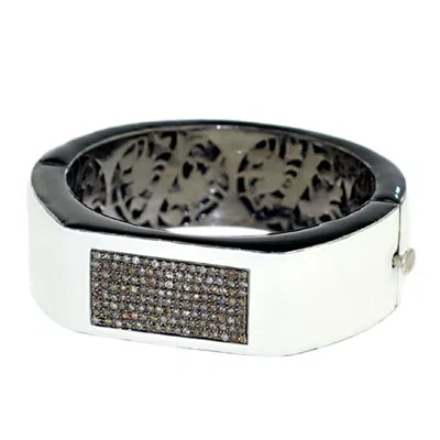 Artisan Women's Gold / Black Pave Diamonds & Oxidized Gold Statement With Cuff Enamel Bangle Bracelet In Multi