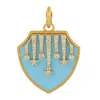 Artisan Women's Gold / Blue / White 14k Yellow Gold Enamel Star Shield Pendant With Natural Diamonds In Multi