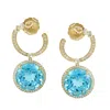 Artisan Women's Gold / Blue / White Blue Topaz & White Sapphire Pave Diamond Dangle Earrings In Yellow Gold