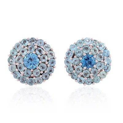 Artisan Women's Gold / Blue White Gold Stud Earrings With Apatite Gemstones