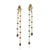 Artisan Women's Gold / Brown 18k Yellow Gold Ice Diamond Beaded Dangle Earrings In Gold